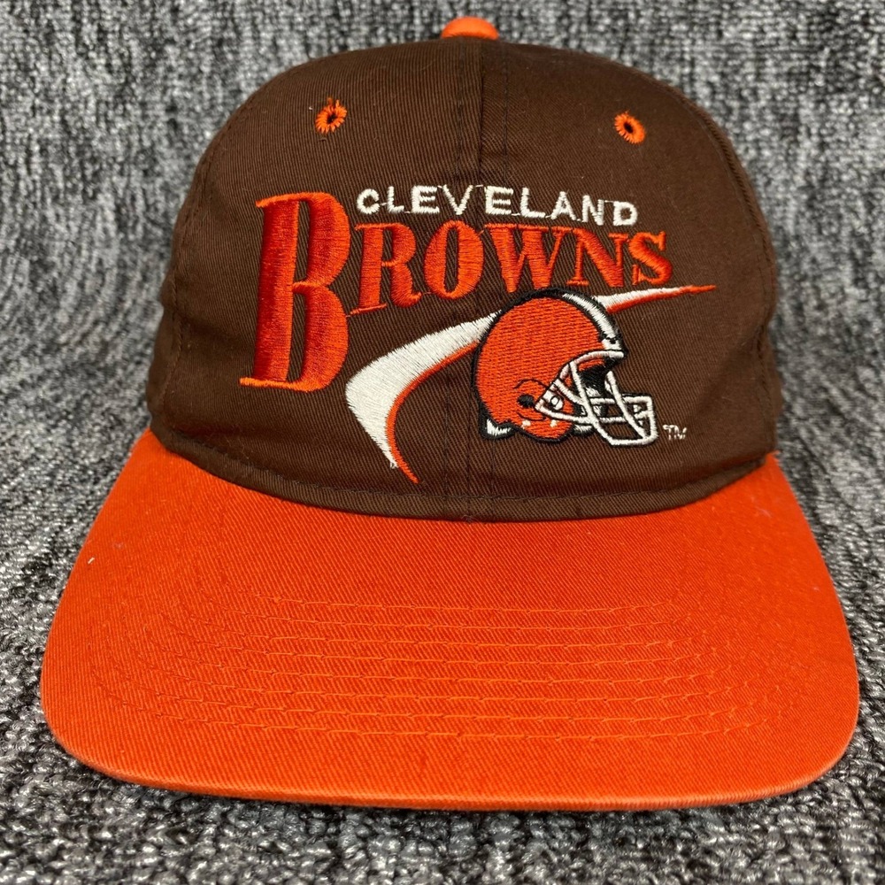 Vintage 90s Cleveland Browns Drew Pearson Snapback Hat Football Helmet Brown